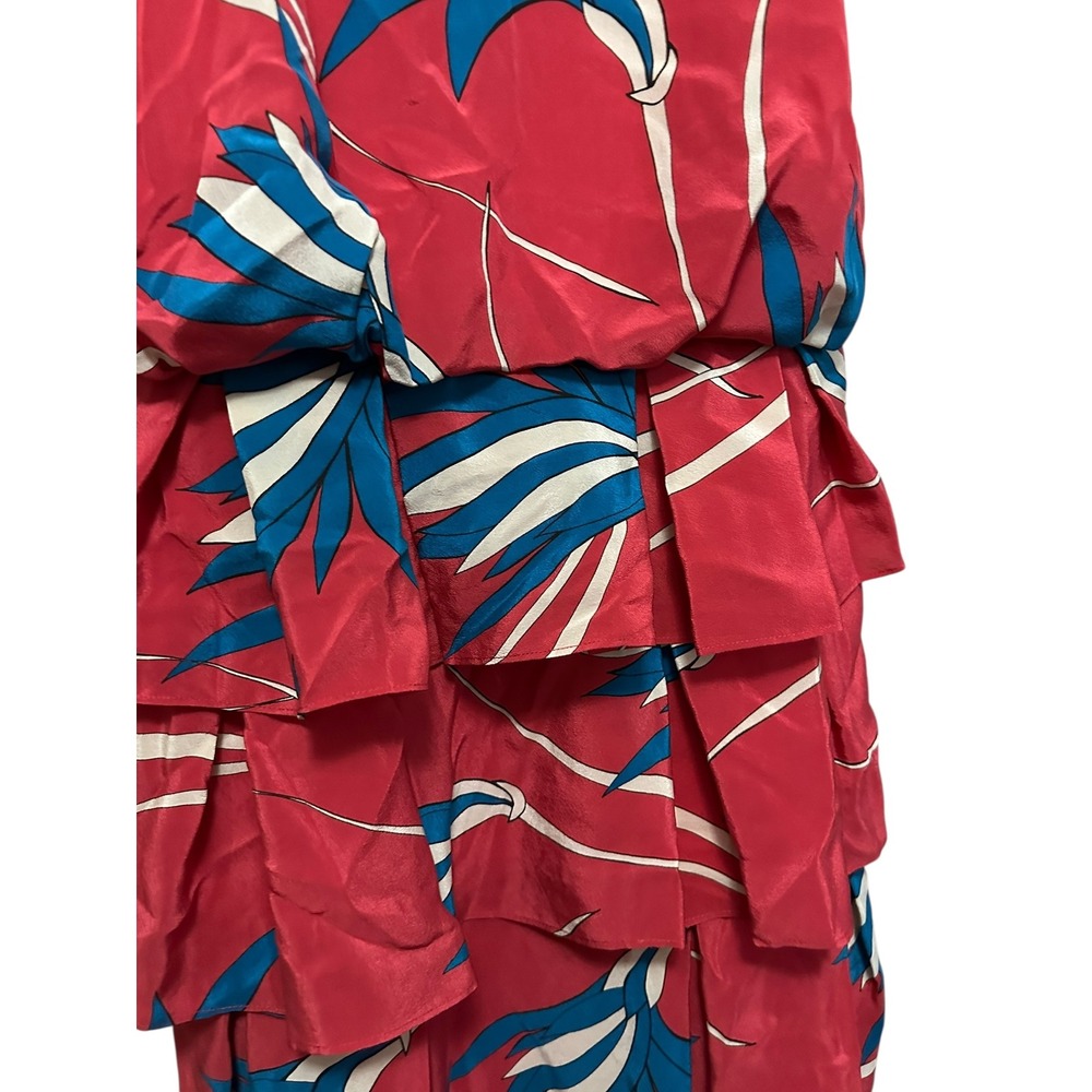 Anthropologie Sarah Silk Dress Tropical Print Ruffle Tiered Sleeveless - Picture 4 of 7